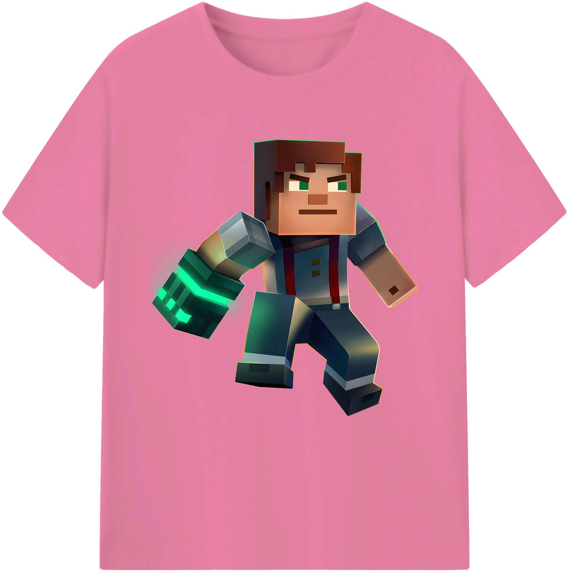 （画像用） マインクラフト ブロックの世界 Minecraft MC Block world 綿100％半袖Tシャツ（フロントプリント）